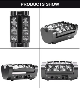 2022Qixin yüksek kalite Mini örümcek 8x3W RGBW, LED DMX 512 çift süpürgesi darbe Strobe etkisi hareketli kafa ışık sahne barlar di - Product Image 5