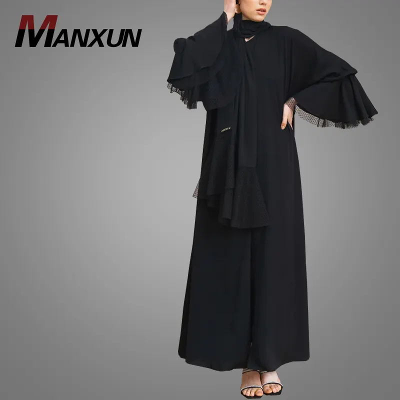 Vestido musulmán de gasa para mujer, ropa islámica de manga única, elegante, Abaya árabe