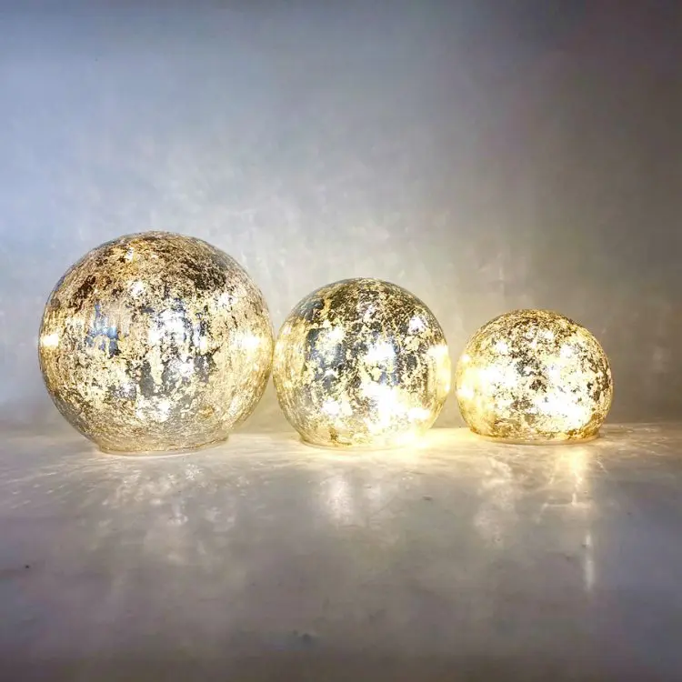 Crackle globo di vetro impermeabile Led decorazione del giardino di natale mosaico di vetro palla luce solare prato luce a LED luce notturna