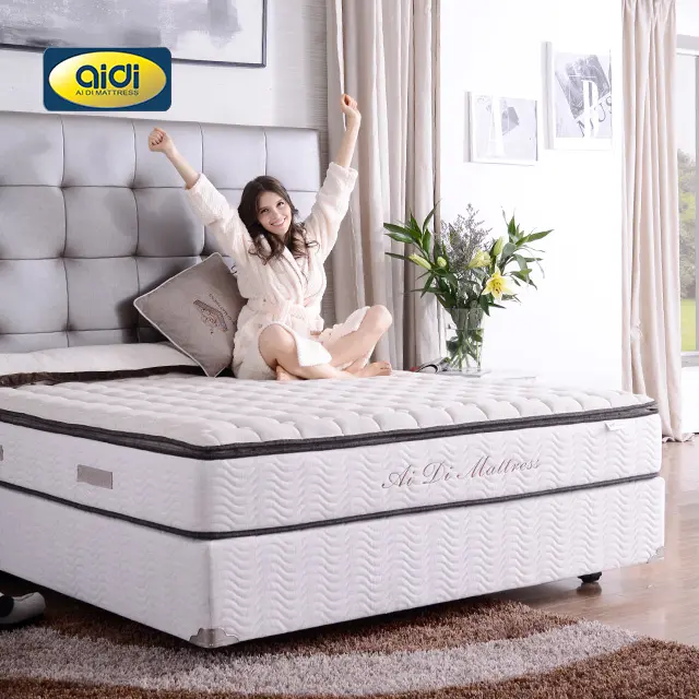 AIDI barato OEM/ODM 8-12 pulgadas colchón Matras blanca de la esponja del Euro Hotel Reina rey tamaño de látex gel colchón de espuma de memoria con caja