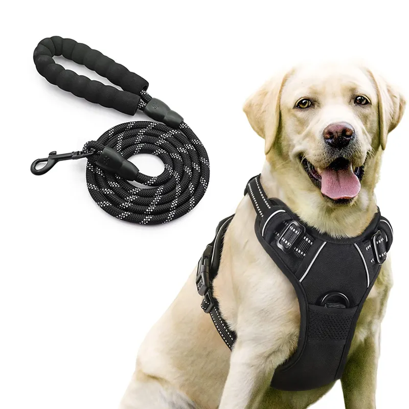 Tali kekang anjing katun lembut kualitas tinggi, grosir Harness anjing yang dapat disesuaikan