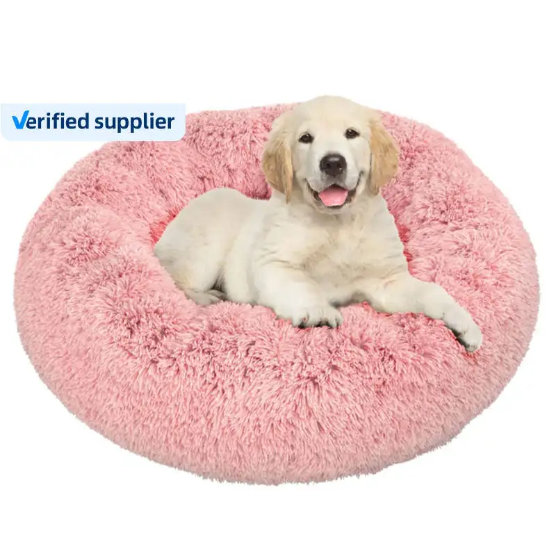 제조업체 도매 사용자 정의 핫 럭셔리 푹신한 대형 도넛 애완 동물 개 고양이 침대 개 고양이에 대한 라운드 빨 이동식 개 침대
