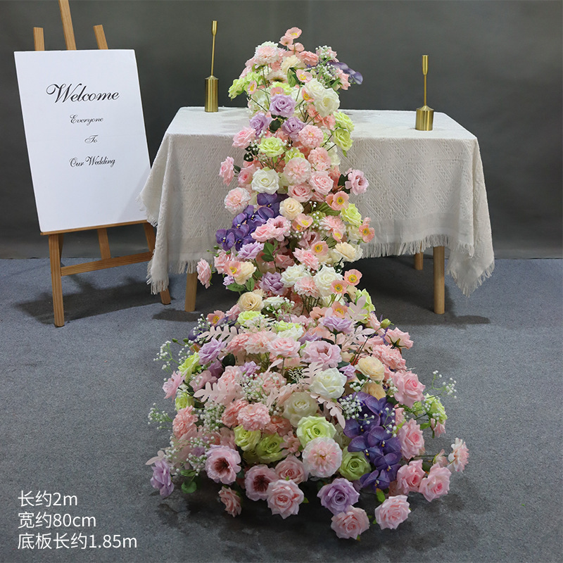 2m pink green rose peony waterfall flower-suction cup