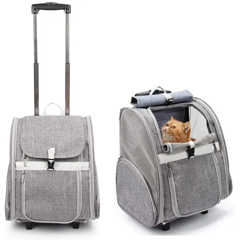 Zaino multifunzionale per trasportino per gatti con ruote all'ingrosso borsa per cani da viaggio traspirante Trolley per animali domestici