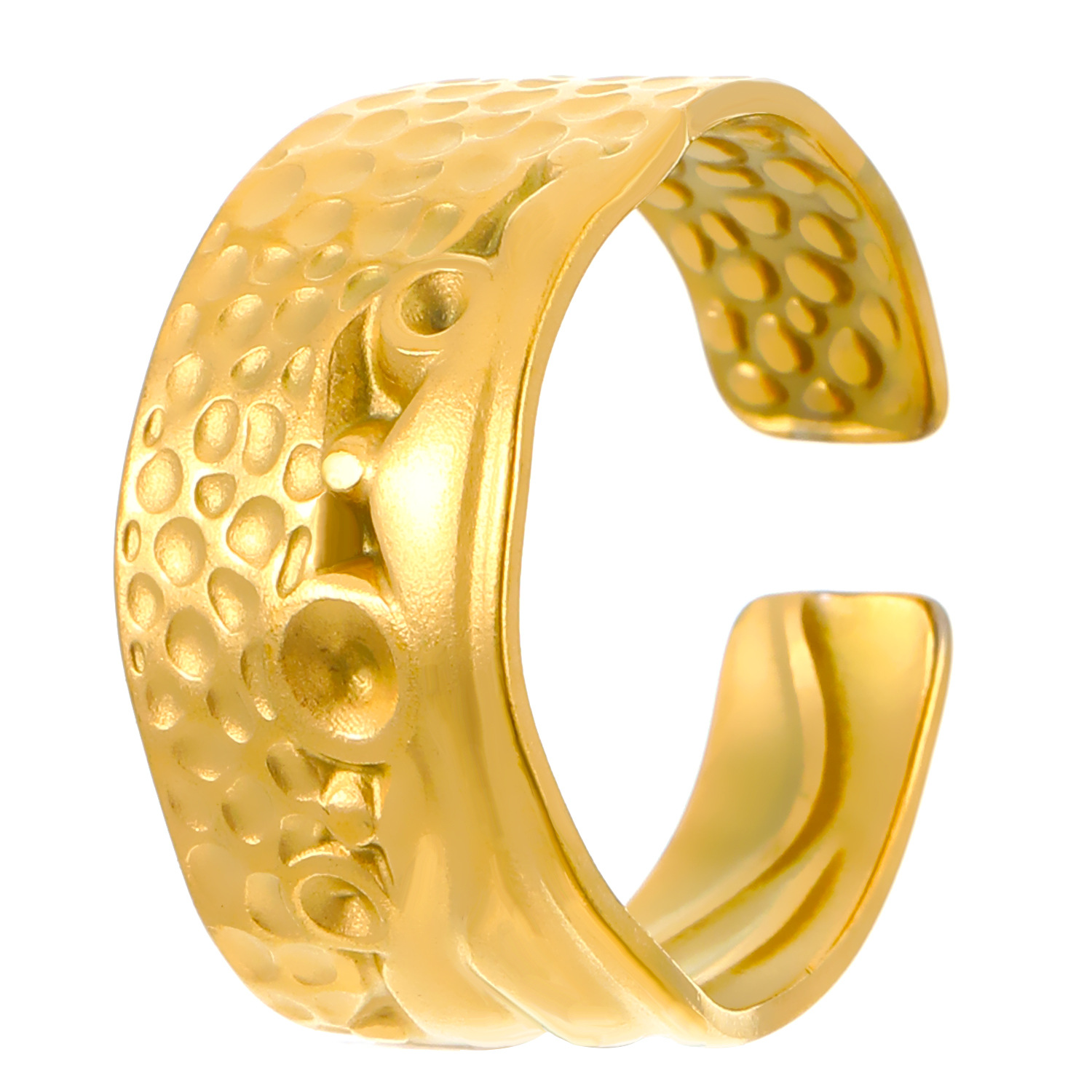 08 Vague à motif martelé en or véritable 18 carats 2876