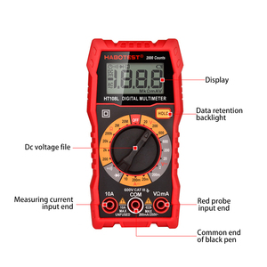 HT108L Portable Professional Digital Multimeters with Test Probe Leads AC/DC Voltage Resistance Multimeter <strong>Tester</strong>