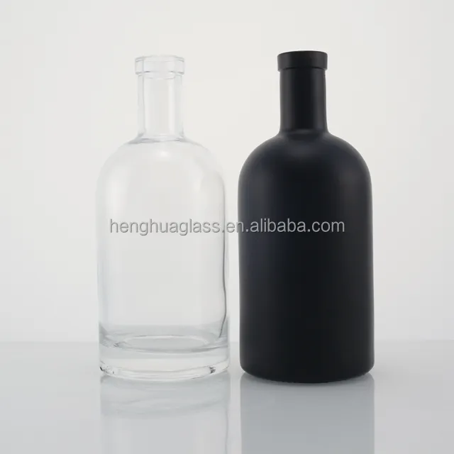 Mattschwarz 75cl 750ml Glas Wodka Flasche für Spirit Gin Rum Tequila Schnaps Weinglas flaschen mit schwarzem Kork deckel Hersteller