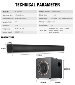 Super Bass Surround Sound 2,1 Sistema de cine en casa con altavoz activo con subwoofer de 5,25 pulgadas - Product Image 2