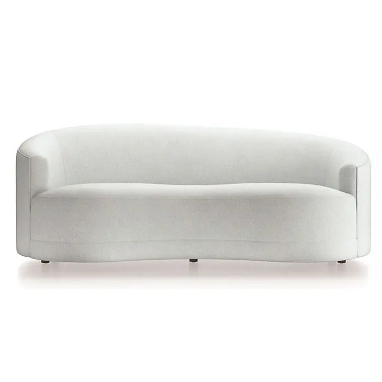 Popular Europe Home Leisure Modern White Curvo Sofa Furniture Living Room white sofa in fabric velvet