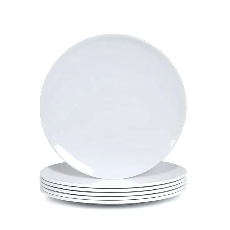 Home Restaurante Platos Pratos Pratos De Jantar Pratos, 10 "12" Personalizado Sólido Branco Chinês Placas De Melamina