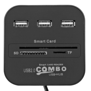 ตัวอ่านการ์ดอัจฉริยะ USB 3ช่อง,อะแดปเตอร์ฮับ USB เข้ากันได้กับ IC/ID EMV TF MMC CAC ซิม ATM - Product Image 5