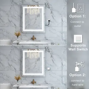 Modern Illuminated Bathroom Smart Led Hinged Makeup Mirror with Led <strong>Light</strong> Touch <strong>Sensor</strong> and Anti-Fog <strong>Function</strong> - Product Image 6