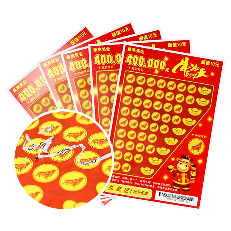Stampa personalizzata a colori lingotto Design biglietto da visita Scratch Off Card biglietto della lotteria Scratching