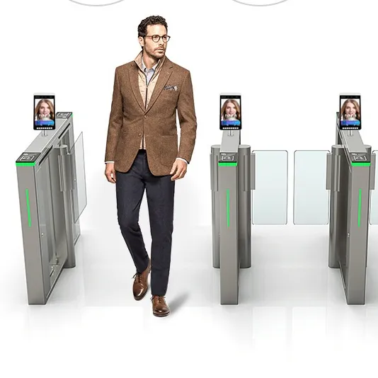 Automatic Smart Swing Barrier Turnstile Gate Facial Recognition Body Temperature for Airport Access Control Swing Gate Turnstile