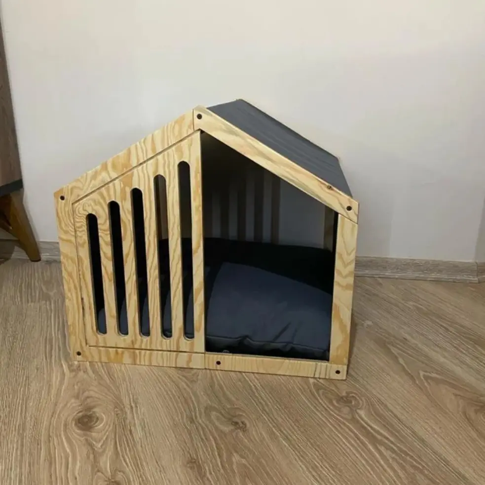 Индивидуальные DIY современный Крытый деревянный дом для собак кровать для домашних животных