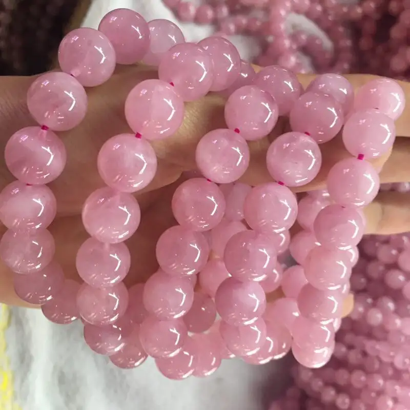 Bracciale in quarzo rosa naturale gioielli in cristallo di quarzo rosa del Madagascar bracciale in cristallo naturale