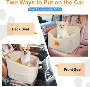 Siège d'auto pour chien rehausseur en mousse à mémoire de forme pour petits chiens 35lbs lavable amovible poches de rangement - Product Image 3