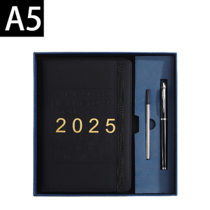 2025 benutzer definierte Tages planer A5 Pu Leder Agenda datiert wöchentlich monatlich diario Spanisch Spanisch Veranstalter Kalender Tagebuch mit Logo
