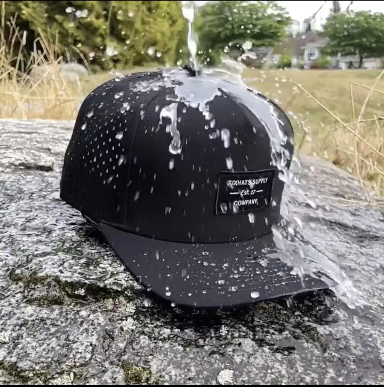 custom men flat brim logo baseball snapback non-waterproof perforated melin Trenches hydro waterproof cap hats