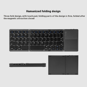 Teclado inalámbrico portátil de tres pliegues-Sistema USB/BT 3 para computadora portátil/tableta/PC, control delgado y táctil (diseño en inglés) - Product Image 2
