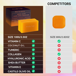 Yeni doğa organik orijinal bal kojik asit cilt beyazlatma sabunu Private Label toptan limon zerdeçal ve kojik asit sabunu