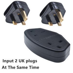 2 Gangs UK <strong>Trailing</strong> <strong>Socket</strong> Black <strong>Socket</strong> 13A 250V Type-G Double Female Extension Power Plug Adapter - Product Image 3