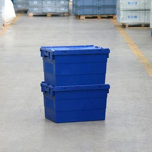 Guanyu <strong>Logistic</strong> Storage Moving E Commerce Warehouse Storage Stackable Nestable Plastic Crate with Attached Lid - Product Image 4