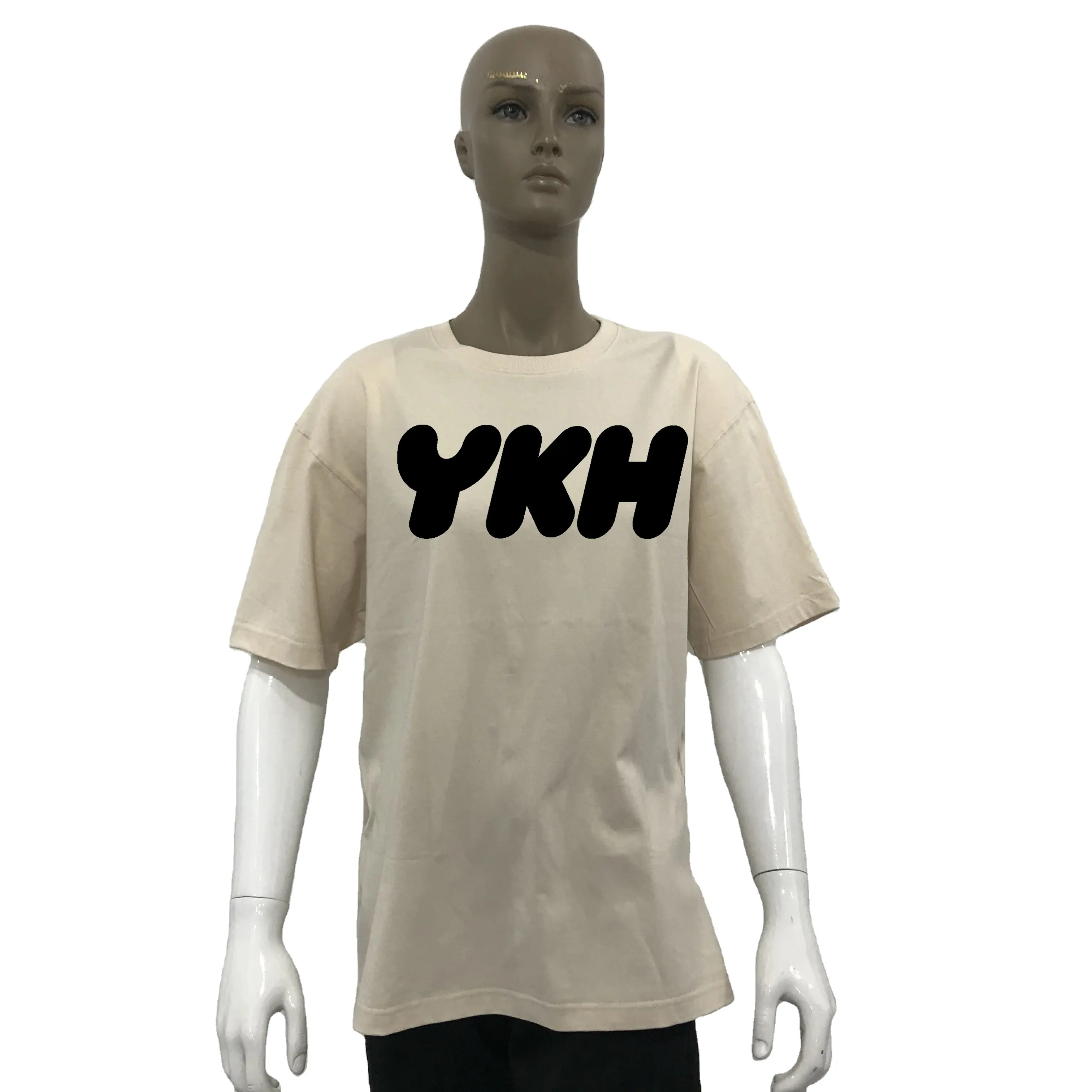 YKH 3d puff embroidery printing T-shirts custom logo letter graphic blank plain design 220grams best quality T-shirts