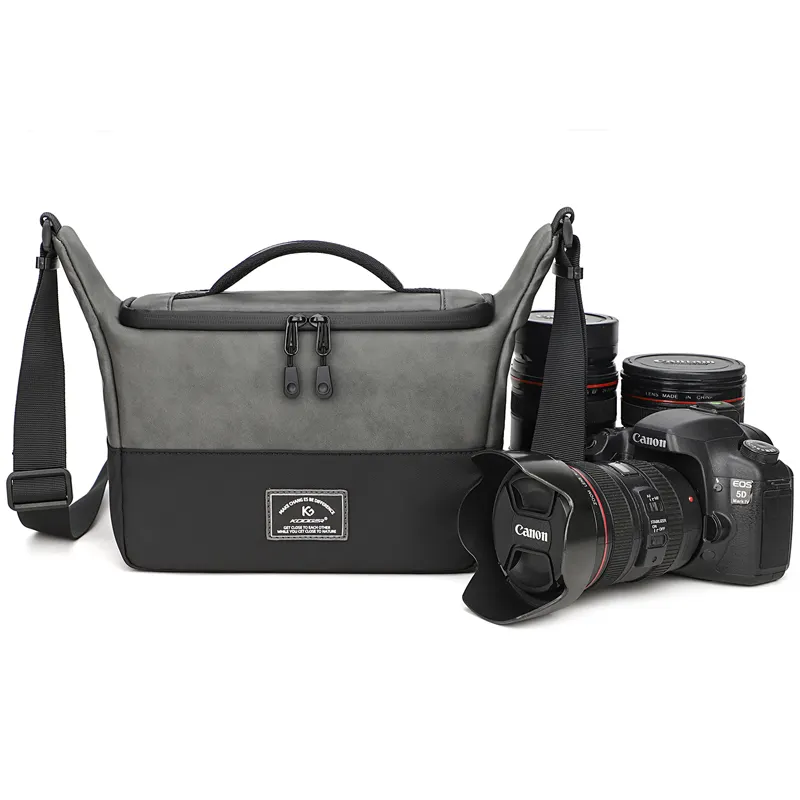 KOOGER Petit sac à bandoulière en cuir PU souple imperméable et léger pour appareils photo reflex numériques