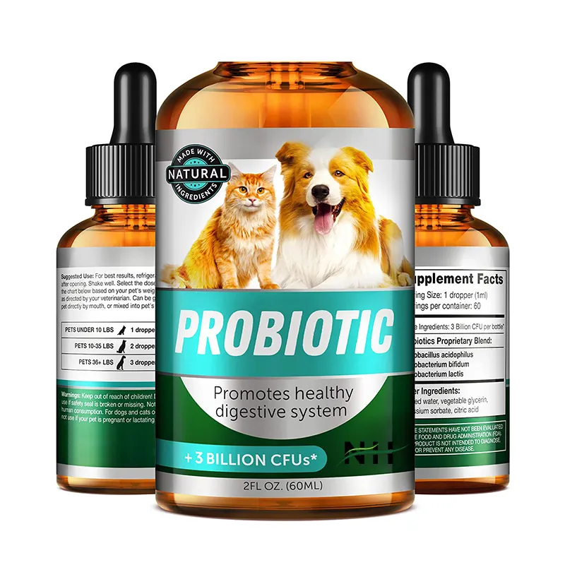 OEM/ODM enzima digestiva natural perro probióticos mascota gota perro probiótico suplemento glucosamina gotas para perros