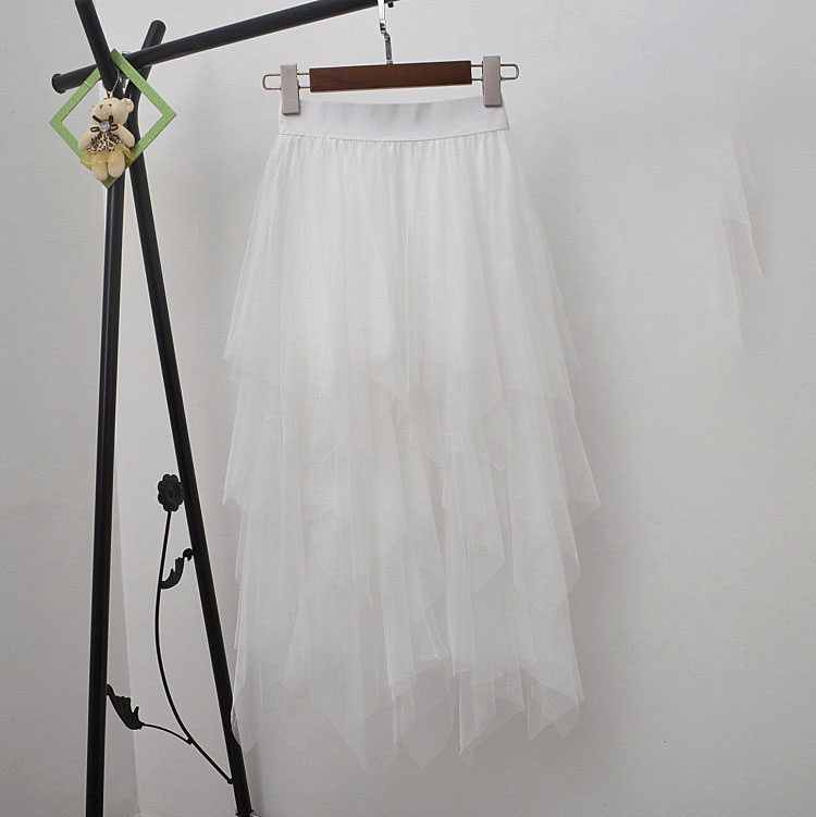 White womens tulle midi skirt