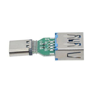 2-in-1 USB-A 3.0メスポートからタイプC 24ピンメスコネクタ30.0mm PCBデュアル5.1K抵抗高速転送アダプター - Product Image 4