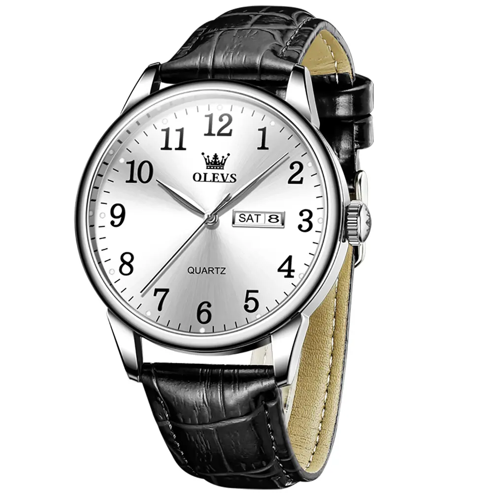 Olevs relógios personalizados para homens, relógios luxuosos de aço inoxidável de couro para homens, relógios de quartzo para homens