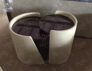 Mesa de té de lado redondo nórdico, mesas laterales de madera sólida de alta gama, juego de mesa de centro seccional para sala de estar - Product Image 6