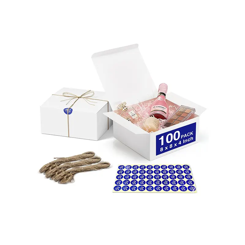 दुल्हन के साथ सफेद उपहार बॉक्स और उपहार उपहार के लिए स्टिकर ब्रिसमेड प्रस्ताव बॉक्स