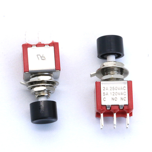 DS-622 on on 6Pin <strong>DPDT</strong> <strong>Push</strong> <strong>Button</strong> <strong>Switch</strong> 2A 250VAC/ 5A 125VAC ON-(ON) Red Housing 6MM Small <strong>Push</strong> <strong>Button</strong> - Product Image 1