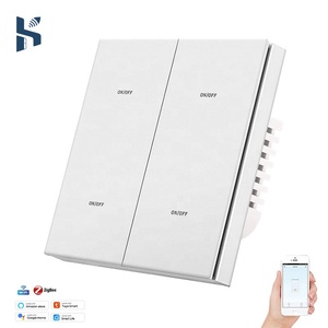 Tuya สวิตช์ไฟติดผนัง3/4แก๊งค์, สวิตช์ไฟอัจฉริยะ1/2 /Gang สวิตช์ไฟ ZigBee จับเวลาสวิตช์ติดผนังสำหรับบ้านและโรงแรมทำงานกับชีวิตอัจฉริยะ - Product Image 1