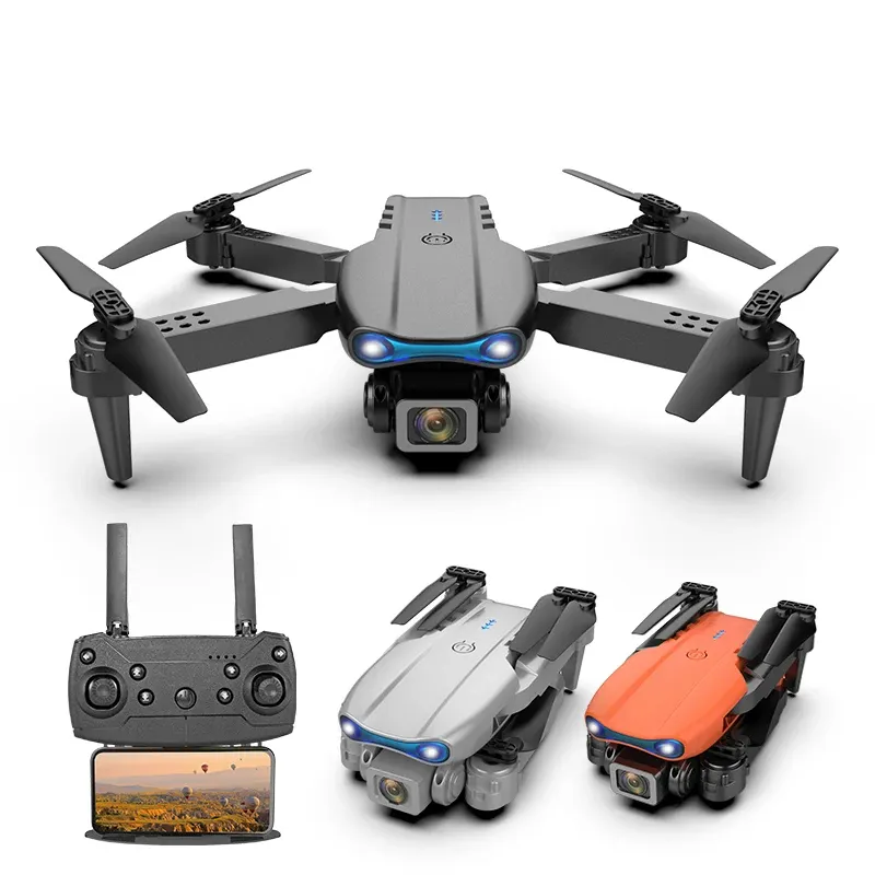 E99 Drone mainan 4k Remote Control untuk anak-anak, Drone Quadcopter Rc kamera ganda Hd transmisi Fpv otomatis kembali