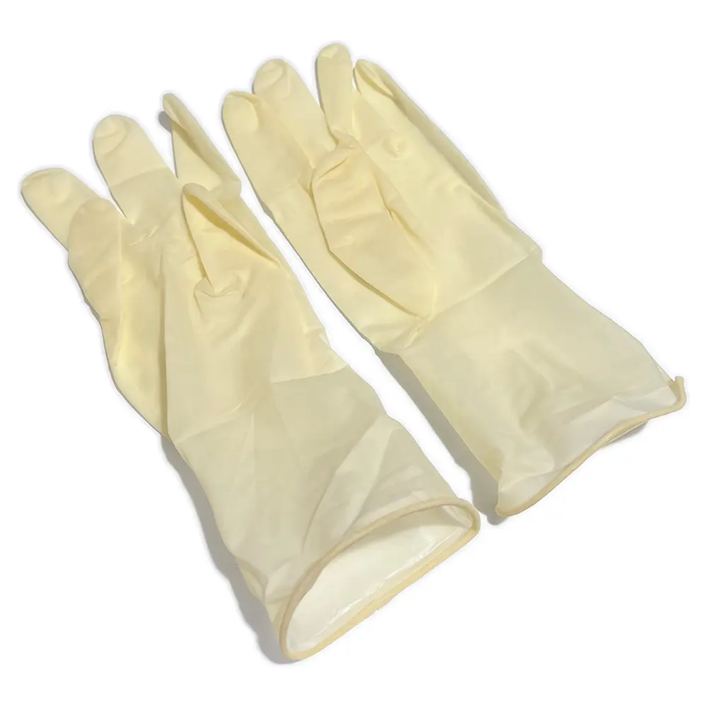 NERS Beaded Cuff Powder-free Beige Smooth Sterile Latex Surgical Gloves