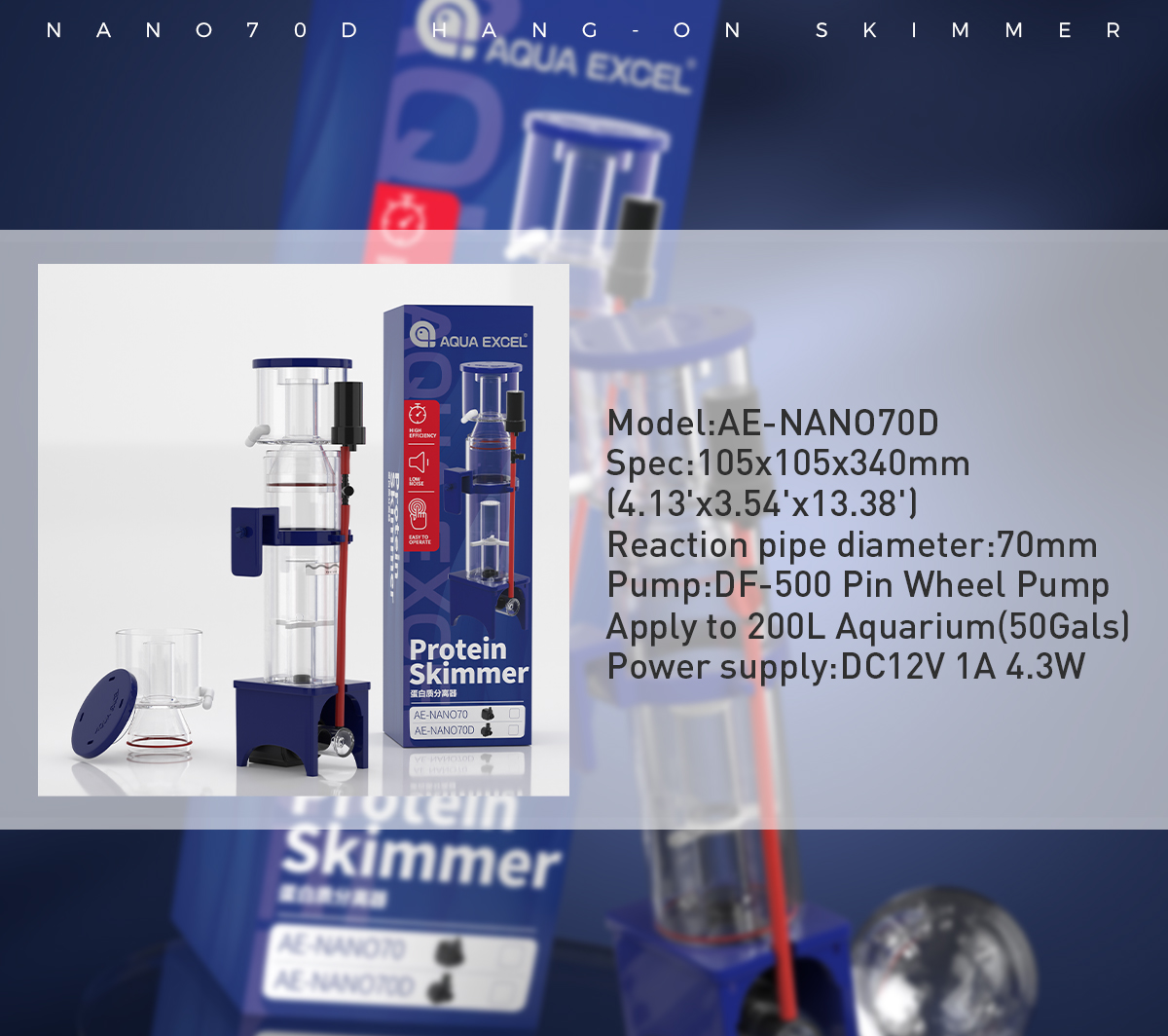 AQUAEXCEL Nano70d Protein Skimmer - Efficient & Durable