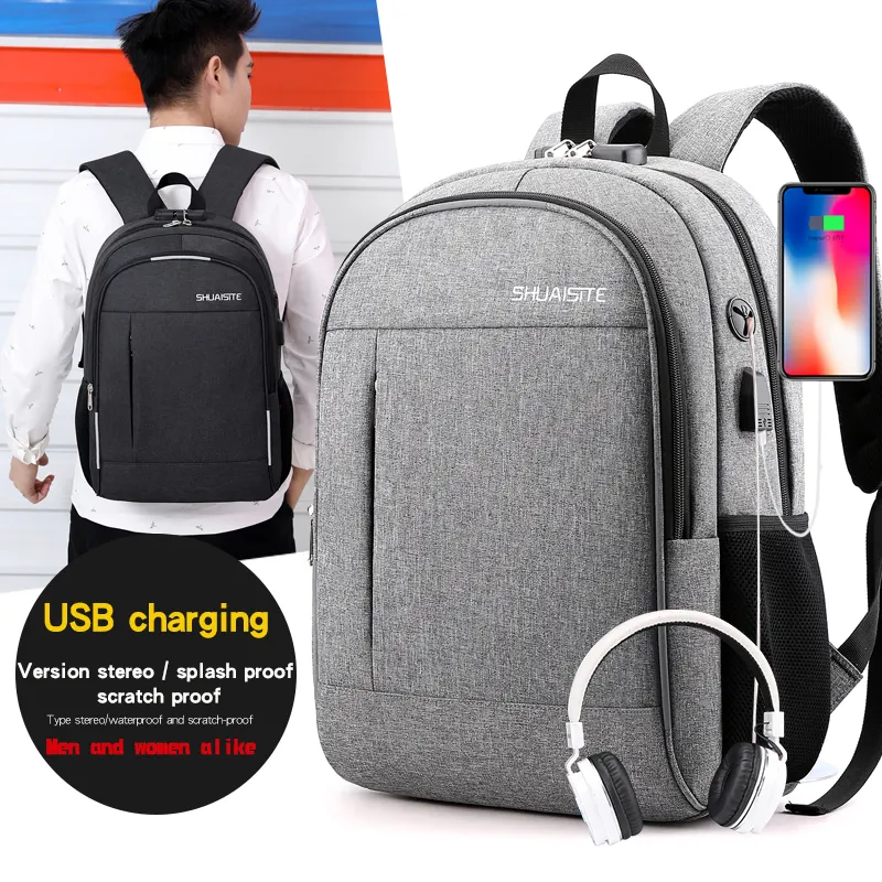 Sac à dos de voyage de grande capacité pour l'extérieur, sacoche étanche, multifonction et antivol, chargeur usb, pour ordinateur portable,