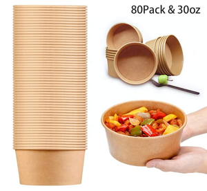 500ml 750ml 1000ml 1100ml 1300ml Disposable Biodegradable PLA Coated Water Based Kraft Salad Paper <strong>Bowl</strong> With Lid - Product Image 2