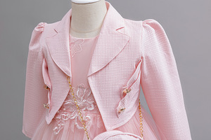 Gaun Princess anak perempuan, Set 2 potong dengan tas jaket gaya Eropa pesta ulang tahun gaun pesta dansa bunga untuk anak perempuan - Product Image 5