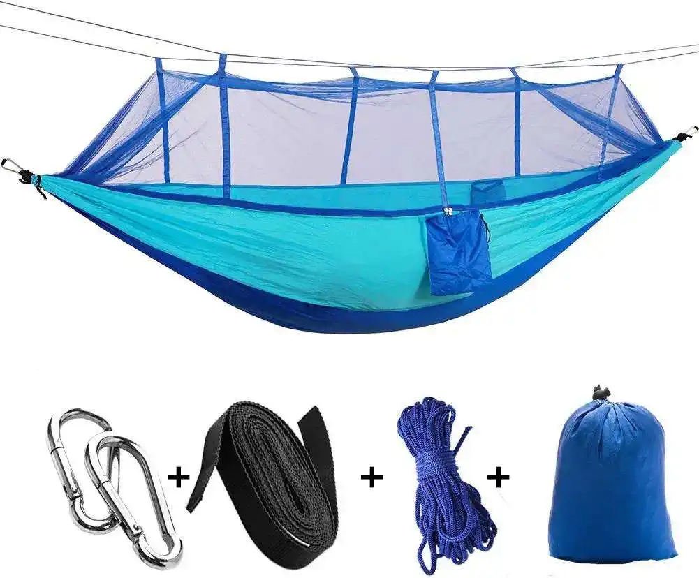 Outdoor Camping Ophangen Opvouwbare Gebreide Hangmat Backpacking Survival Of Reis Enkele & Dubbele Hangmat Buiten Met Mosqui