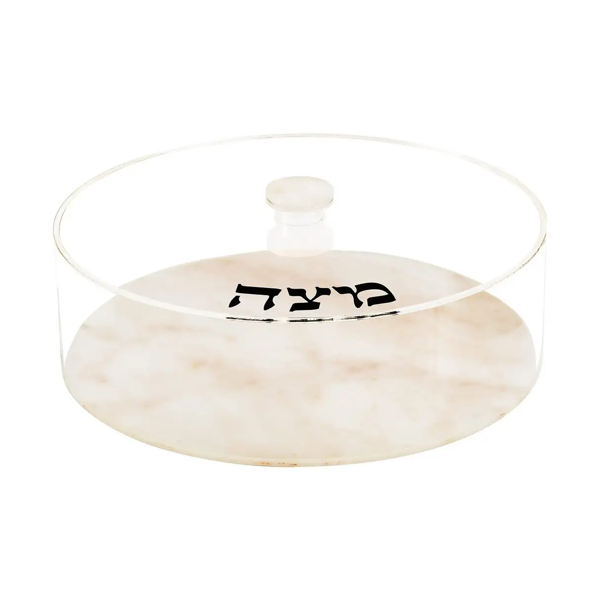 Jüdische Pesach Matzah Box Lucite Runde Box für Pessach Pink Marmor Acryl Matzah Box