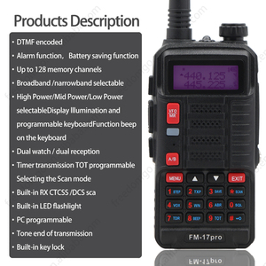 Intercomunicador inalámbrico Walkie-Talkie para exteriores, radio bidireccional portátil de 10W, Walkie Talkie con teclado/pantalla/Iluminación, para uso en el exterior, a prueba de agua - Product Image 2
