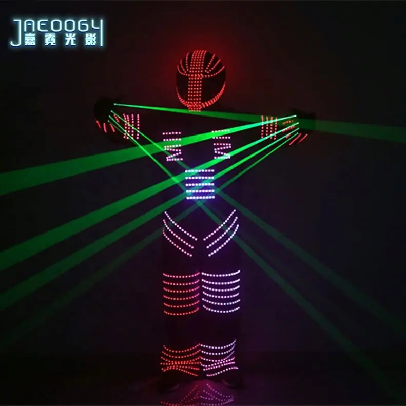 Robot flash LED de fábrica, ropa luminosa para club nocturno, actuación láser, escenario, fiesta, baile, anual