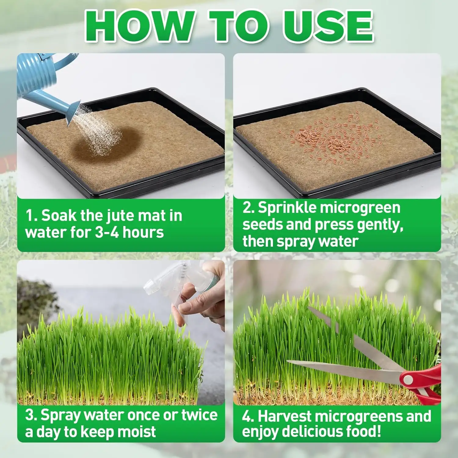 10PCS ปอกระเจาพืชป่านเส้นใย Grow Mat สําหรับ Microgreens 10 "X 20" Hydroponic Grow แผ่นปลูกถาดในร่มข้าวสาลีหญ้า