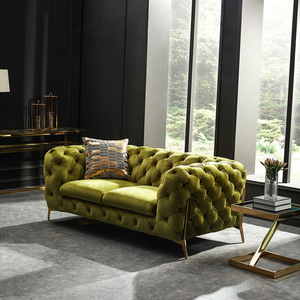 Nhung <span class=keywords><strong>sofa</strong></span> chesterfield phòng chờ ghế <span class=keywords><strong>sofa</strong></span> Set với kim cương nút trong phòng khách đồ nội thất - Product Image 6