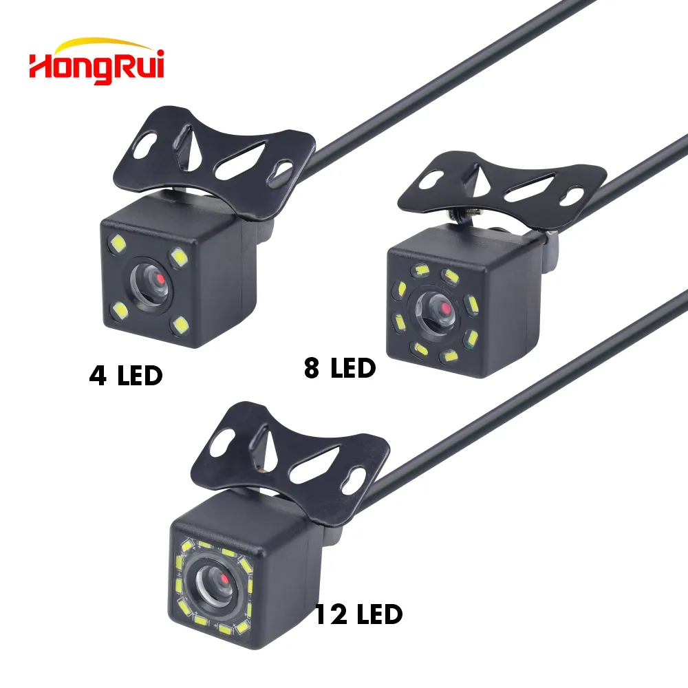 8 Led Round Backup Front Rearview ParkingBlack Mirror Car Revers Ahd Back Vehicle Rear View Reverse Camera